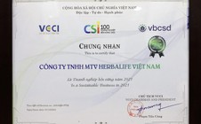 Herbalife Việt Nam tiếp tục được vinh danh top 100 Doanh nghiệp Bền vững Việt Nam 2021