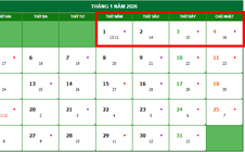 Bộ Nội vụ thông báo về lịch nghỉ Tết Dương lịch 4 ngày liên tục