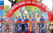 Hình ảnh làn ưu tiên xe đạp đầu tiên tại TPHCM ngày đầu vận hành