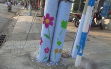 Hoa trên... trụ điện