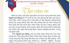 Thư cảm ơn của Báo Người Lao Động nhân kỷ niệm 100 năm Ngày Báo chí Cách mạng Việt Nam