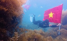 Mang cờ Tổ quốc xuống biển Quy Nhơn check-in, giới trẻ lan tỏa lòng yêu nước