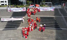 Việt kiều xếp hình bản đồ đất nước