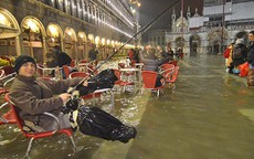 Câu cá giữa quảng trường ở Venice