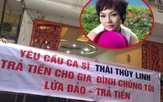Sau Thu Minh, Thái Thùy Linh bị treo băng rôn đòi nợ