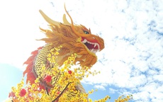Linh vật rồng vừa được đặt ở Công viên Lao Bảo đã nhận được nhiều lời khen