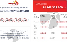 Đầu năm Bính Ngọ, vé số Mega 6/45 của Vietlott trúng giải Jackpot