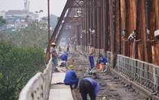Cận cảnh sửa chữa cầu Long Biên