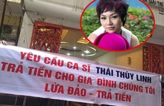 Sau Thu Minh, Thái Thùy Linh bị treo băng rôn đòi nợ