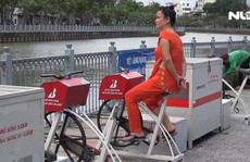 Dàn xe đạp lọc nước ở kênh Nhiêu Lộc bị hư hỏng