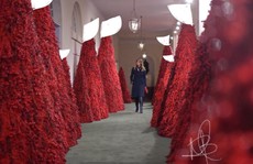 Bà Trump bị chỉ trích vì những cây thông Giáng sinh đỏ rực trong Nhà Trắng