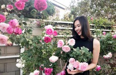 Hoa hậu Dương Mỹ Linh khoe vườn hoa hồng và cây ăn quả ở Mỹ