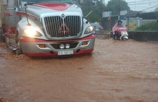 Mưa lớn: Đèo Mẹ bồng con kẹt cứng, thị xã Phú Mỹ ngập nặng