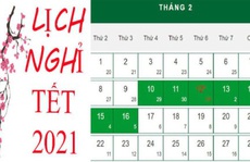 Lịch nghỉ lễ, Tết năm 2021
