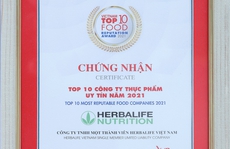 Herbalife Việt Nam được vinh danh Top 10 Công ty thực phẩm uy tín năm 2021