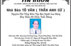Báo Người Lao Động chia buồn cùng gia đình nhà báo Tô Vân