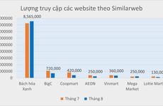 Top 5 sàn TMĐT đình đám Việt Nam gọi tên Bách hóa Xanh: 9 triệu lượt truy cập, gấp 60 lần các tên tuổi cùng ngành