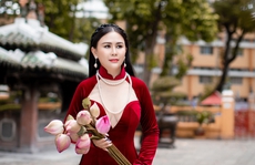 Hoa hậu thiện nguyện Lý Kim Ngân dịu dàng trong tà áo dài Việt
