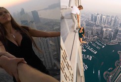 Clip gây sốc: Người mẫu Nga treo mình lơ lửng trên tòa nhà chọc trời ở Dubai