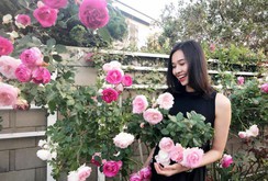 Hoa hậu Dương Mỹ Linh khoe vườn hoa hồng và cây ăn quả ở Mỹ Hoa hậu Dương Mỹ Linh khoe vườn hoa hồng và cây ăn quả ở Mỹ