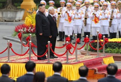Lễ đón trọng thể Chủ tịch Triều Tiên Kim Jong-un thăm chính thức Việt Nam