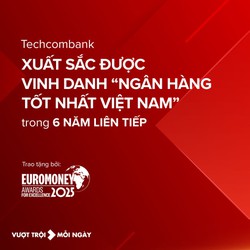 Techcombank tiếp tục được vinh danh "Ngân hàng tốt nhất Việt Nam" năm thứ 6 liên tiếp