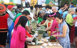 Khách quốc tế trổ tài gói bánh chưng tại Mũi Né