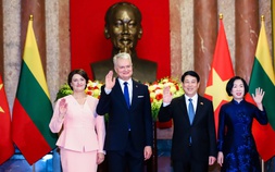 Chủ tịch nước Lương Cường chủ trì lễ đón Tổng thống Litva