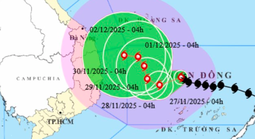 Bão số 15 mạnh lên, giật tới cấp 15, đổi hướng từ ngày 28-11