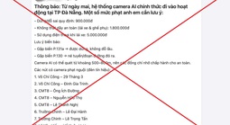 Không có chuyện sử dụng camera AI giám sát giao thông tại Đà Nẵng từ hôm nay