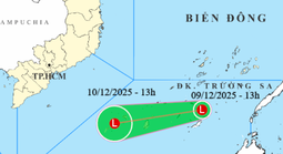 Áp thấp hình thành ở Nam Biển Đông, vùng biển Khánh Hòa - Cà Mau gió mạnh, sóng cao