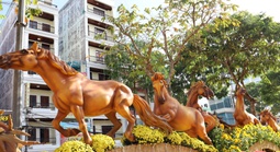 CLIP: Chiêm ngưỡng 8 linh vật ngựa cưỡi trên sóng hoa ở Cần Thơ