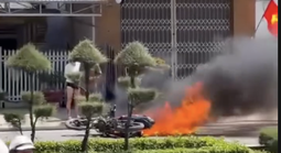 Bắt giữ đối tượng đốt xe khi bị kiểm tra độ cồn