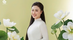 Hoa hậu Dạ Minh Châu khoe sắc trong tà áo dài