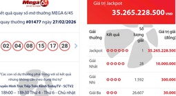 Đầu năm Bính Ngọ, vé số Mega 6/45 của Vietlott trúng giải Jackpot