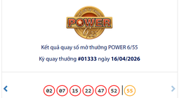 Ngày 16-4, xổ số Vietlott có vé Power 6/55 trúng giải Jackpot 1 hơn 91,8 tỉ đồng