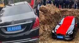 Chôn xe Mercedes biển số 8888 theo người quá cố, gia đình Trung Quốc gây bão dư luận
