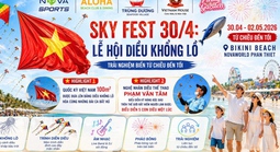 Lễ hội Diều Khổng Lồ: Quốc kỳ Việt Nam bay trên biển NovaWorld Phan Thiết dịp lễ 30-4 