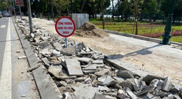 Tuyến vỉa hè lát đá gần như còn nguyên vẹn ở Hà Nội "bị đục phá"