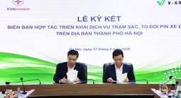 V-Green hợp tác EVNHANOI triển khai 10.000 tủ đổi pin