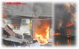 Toàn cảnh cháy lớn sát chợ Bình Trưng, người dân tháo chạy