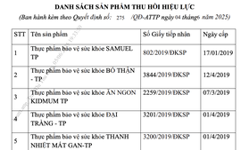 Một công ty xin thu hồi đăng ký 10 thực phẩm bảo vệ sức khỏe