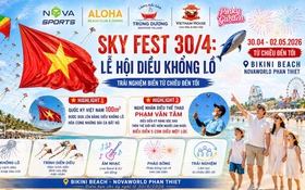 Lễ hội Diều Khổng Lồ: Quốc kỳ Việt Nam bay trên biển NovaWorld Phan Thiết dịp lễ 30-4 