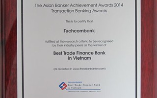 Techcombank cùng lúc được nhận hai giải thưởng