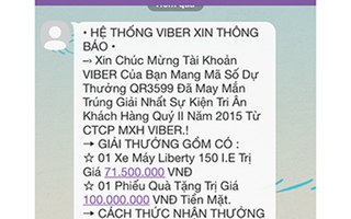 Lừa đảo trúng thưởng qua Viber