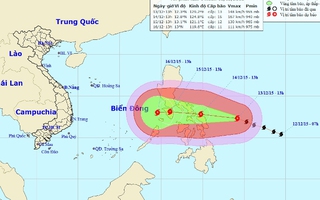 Bão mạnh giật cấp 16-17 đang tiến về Biển Đông
