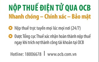 OCB miễn phí 100% phí thanh toán thuế điện tử