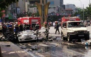 Nổ cháy taxi kinh hoàng ở Cẩm Phả, 2 người tử vong