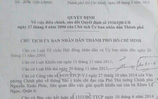 Ban hành văn bản trái luật, UBND TP HCM thua kiện