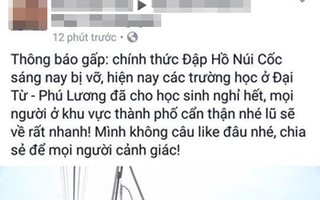 Tạm giữ nghi phạm tung tin đồn "chính thức vỡ đập hồ Núi Cốc"